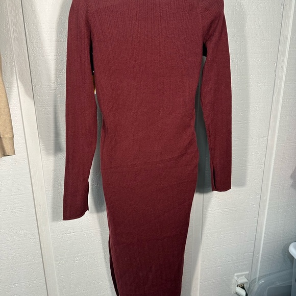 ASOS Knit Maroon Square Neckline Long Sleeve Sweater Dress Size 6 NWOT - Picture 9 of 13